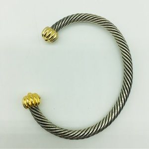 Silver Gold Bangle Twisted Cable Rope Design Bracelet